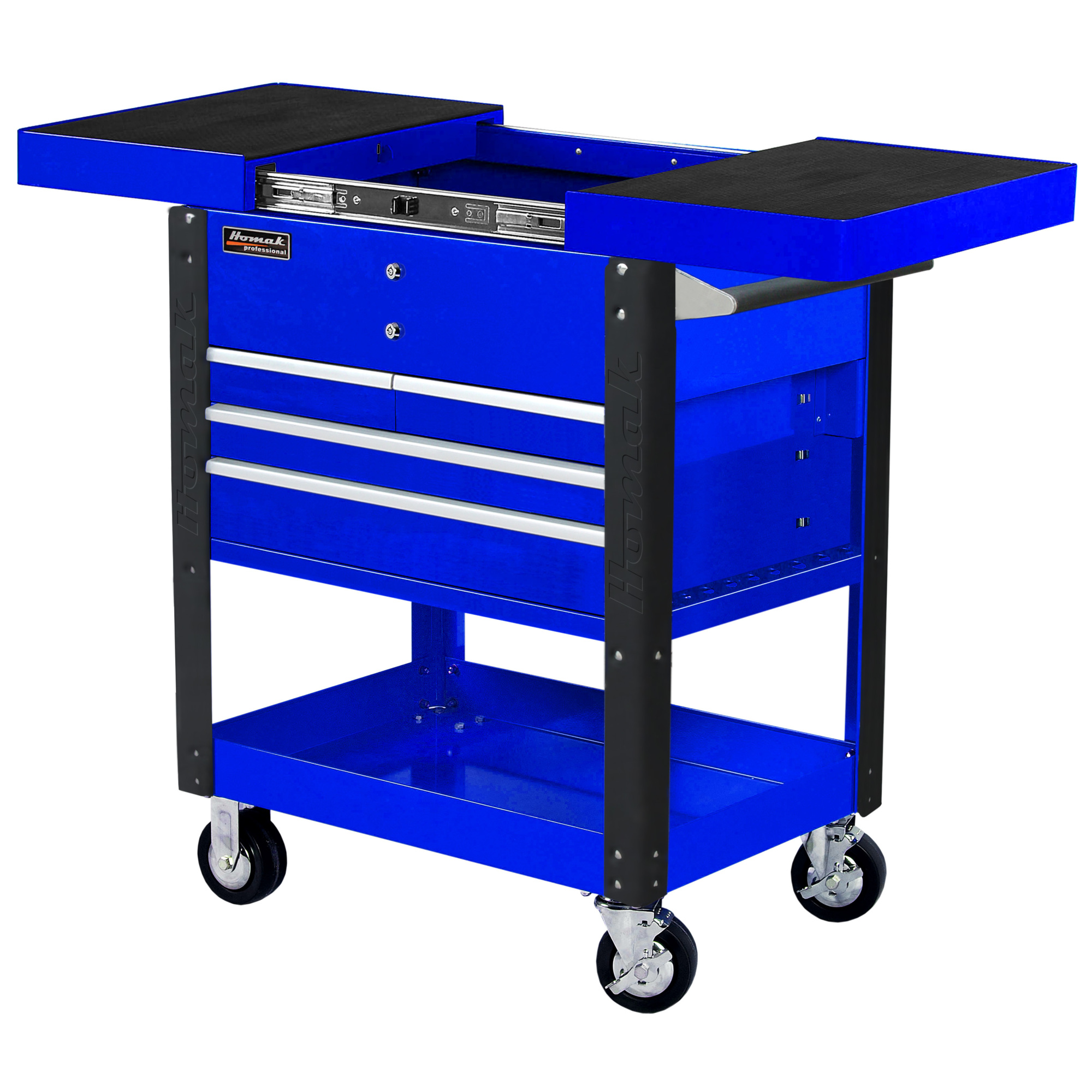 Homak Pro Series Service Cart with Sliding Top Panels, 35in., Blue, Model# BL06043500
